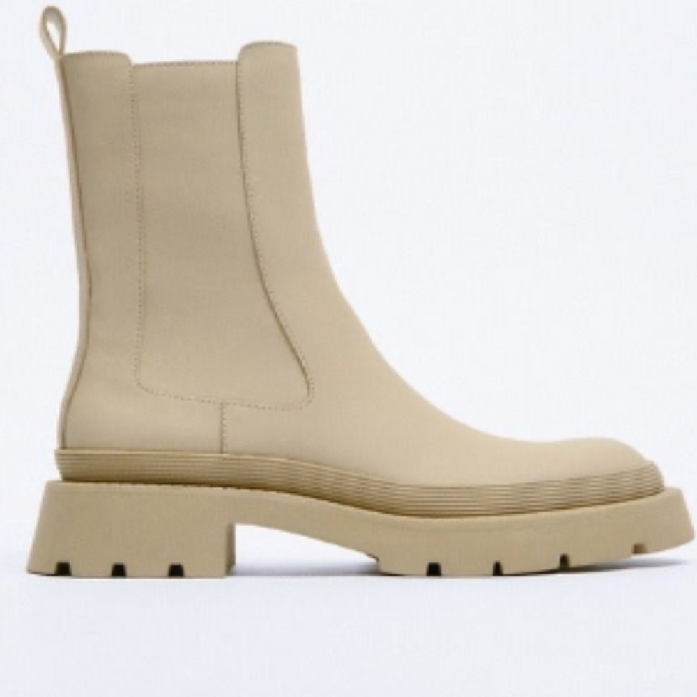 NWT Zara Crudo Beige Botin Ankle Boots